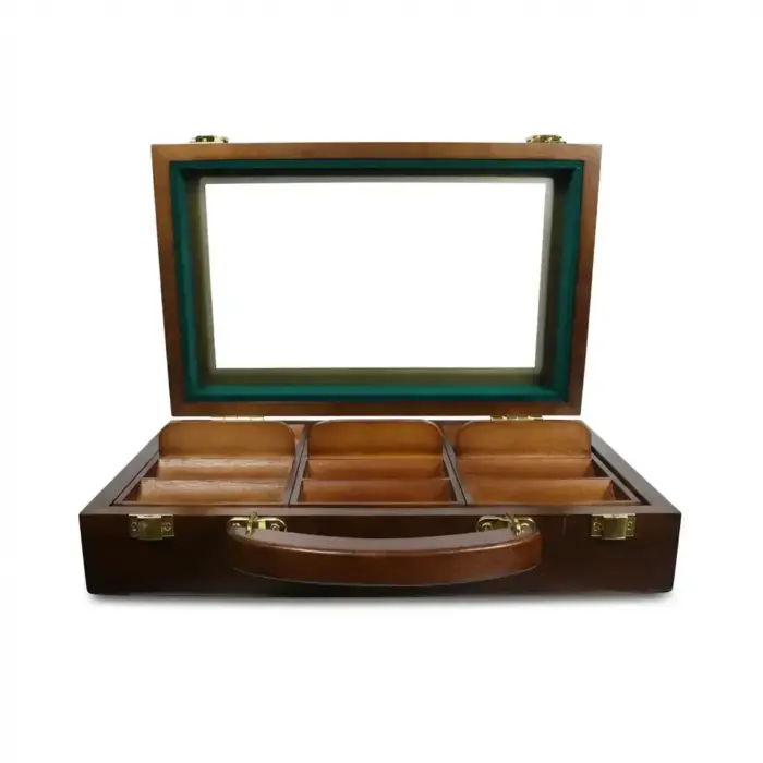 Deluxe 300 Chip Glass-Top Wood Chip Case - Image 4