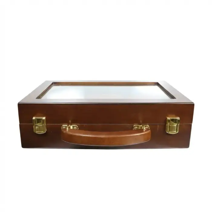 Deluxe 300 Chip Glass-Top Wood Chip Case - Image 2