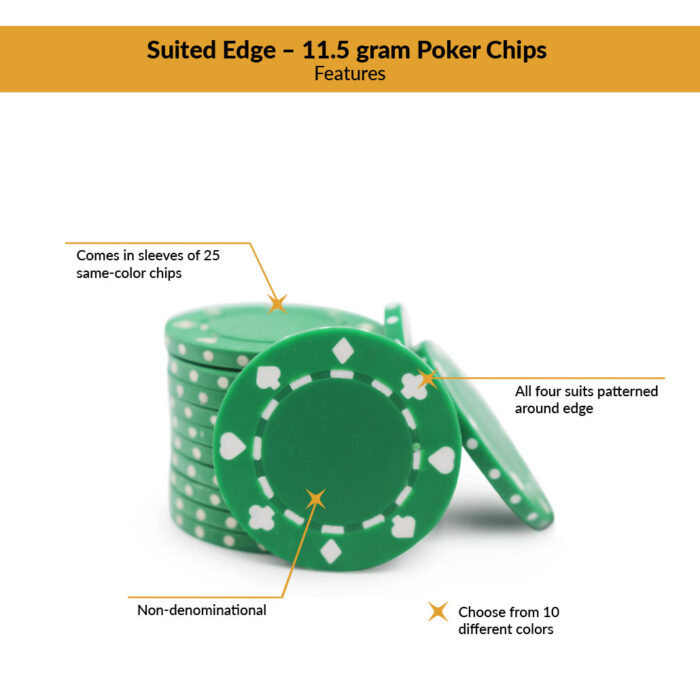 Midweight 11.5 Gram Non-Denominational Suited Edge Poker Chip - Image 2