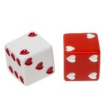 SWEETHEART DICE-WHITE W/RED HEARTS